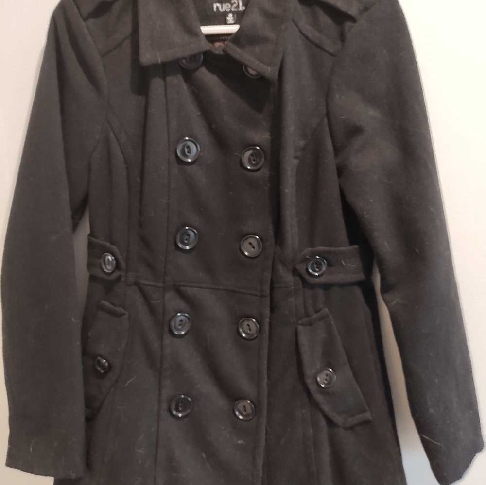 FINAL PRICE Rue21 Black Double Breasted Pea Coat